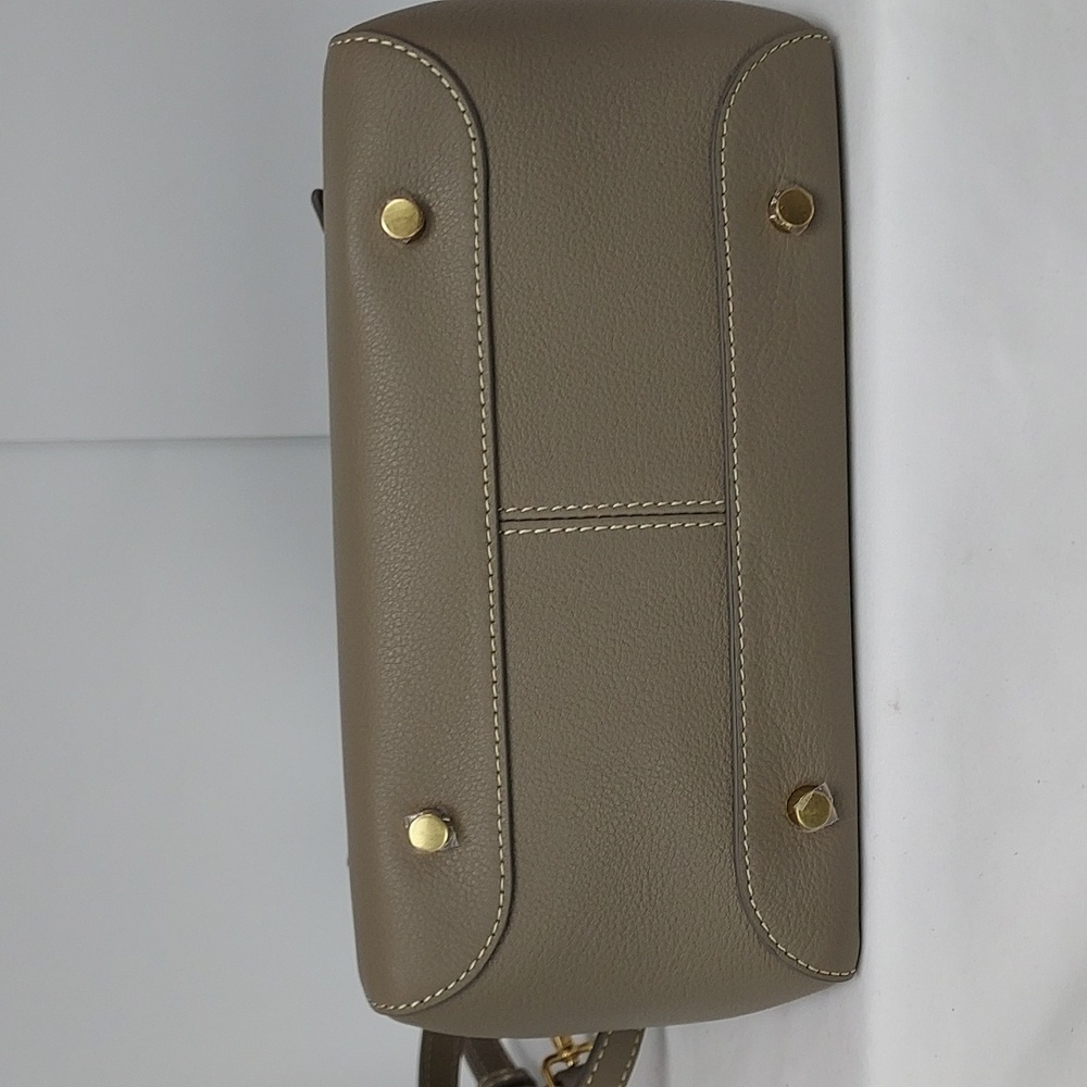 J. McLaughlin Taupe Tote with Gold Accents - Picture 5 of 10
